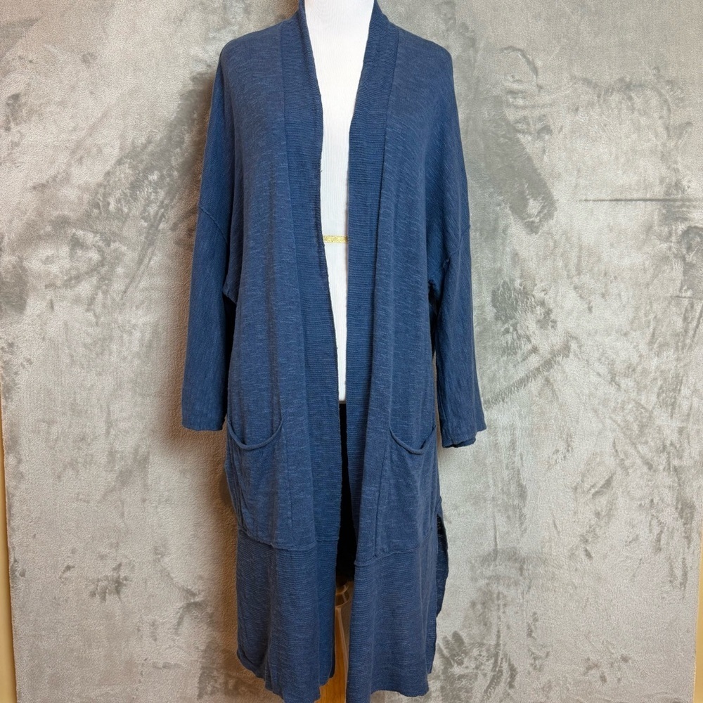 Eileen Fisher Organic Linen Blend Long Open Knit Cardigan Wmn’s Sz L/XL